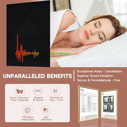 TO-TH Sound Proofing Panels Peel and Stick Acoustic Wall Panel 6Pack, Black - color: Black