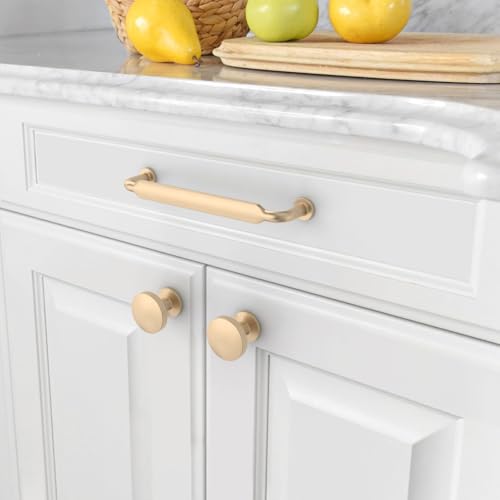 Asidrama 2 Pack Brushed Brass Kitchen Cabinet Knobs - color: Brushed Brass, style: 2 Pack