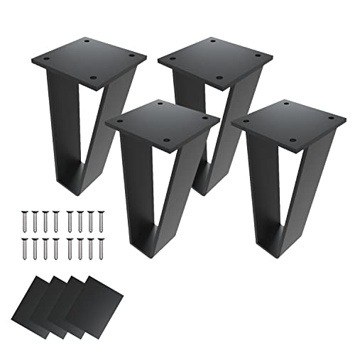 Orgerphy 4 inch Black Bench Legs Set of 4| Triangle-Shape Heavy Duty Table Legs Furniture Legs| Black Metal for Sofa Couch Dresser| Metal Legs for Coffee Table (4 Inch) - size: 4 Inch