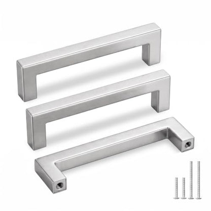 Goldenwarm 30 Pack 5" Brushed Nickel Cabinet Pulls Kitchen Cabinet Handles - color: Brushed Nickel, size: 5in Hole Centers