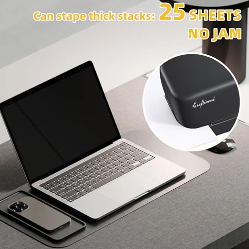 Electric Stapler, 25 Sheet Automatic Stapler, Include 2000 Staples and 1 Staple Remover, Jam Free, Professional and Home Office，Battery not Included，AC or Battery Powered - color: Black Electric Stapler