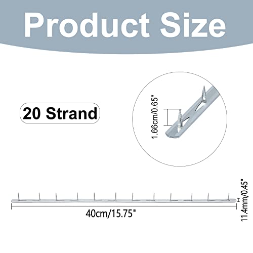 SUPERFINDINGS 20Pcs 15.74x0.44inch Metal Tack Strips Sofa Rack with Nail Iron Bar Fangs Silver Galvanized Sofa Accessories Fabric Reupholstery Supplies for Furniture, Couch, Chair and Sofa