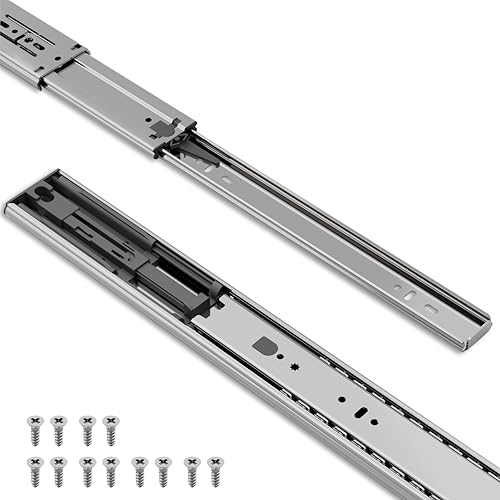 TOUCH Drawer Slides (1 Pair, 24 Inch 600mm) Push to Open Side Mount Ball Bearing 3 Folds Metal Rails Track Guide Glides Runners Heavy Duty Drawer Dresser Kitchen, 100 LB Capacity - color: PUSH-OPEN, size: 24" 600MM
