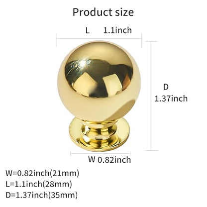 khtumeware 2 Pack 1.1 Inch Polished Brass Cabinet Knobs Small Ball Kitchen Cabinet Hardware Drawer Knobs Pulls for Drawers. - color: Polished Brass, size: 1-1/8 Inch(28mm)Diameter