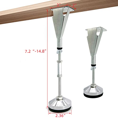 6 Pack Adjustable Height Center Support Leg for Bed Frame - color: 6pcs(7.2-14.8inch)-heavy Duty Metal