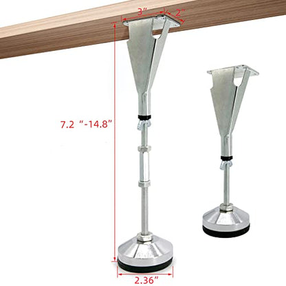 4 Pack Adjustable Height Center Support Leg for Bed Frame - color: 4pcs(7.2-14.8inch)-heavy Duty Metal
