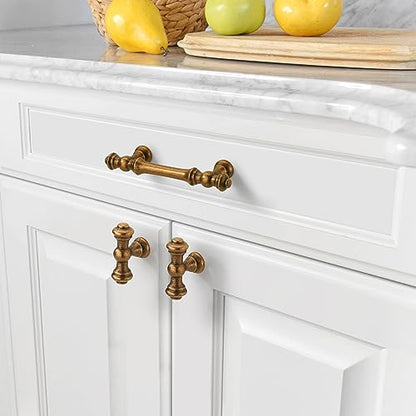 Amerdeco 10 Pack Antique Brass Cabinet Pulls 3" - color: Antique Brass, size: 3" hole center