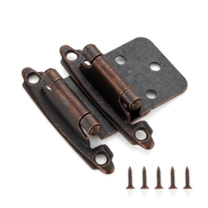 Ravinte Antique Copper Cabinet Hinges, 1/2 Inch Overlay, 30 Pack (15 Pairs) - color: Antique Copper
