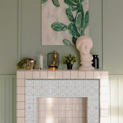 36 Pcs 4 Styles Gray and White Patten Tile Sticker Geometric Patten Wall Tile Stickers Waterproof Self Adhesive Stick on Decals for Kitchen Bathroom Wall Art 4×4 Inch - color: Gray and White Patten
