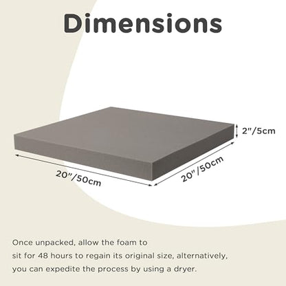 AddGrace 4 Pack High-Density Upholstery Foam Padding for Chairs 20"x20"x2"