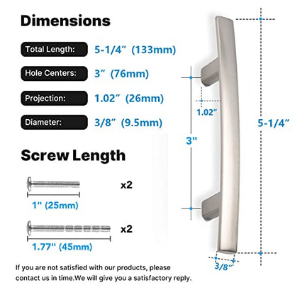 homdiy 5 Pack Brushed Nickel Cabinet Pulls, Solid Zinc Alloy, 3 Inch CC - color: Brushed Satin Nickel, size: 3 Inch Hole Center