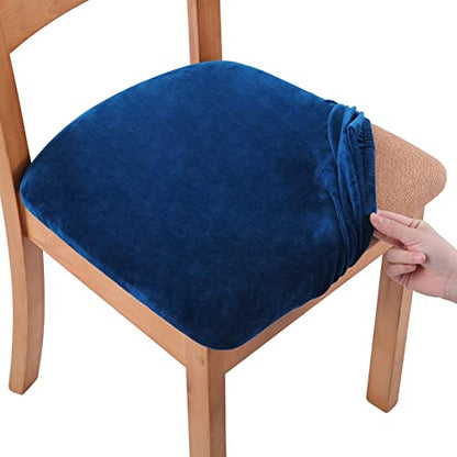 Smiry Velvet Seat Covers for Dining Room Chair Set of 8 - color: Federal Blue, size: Set of 8