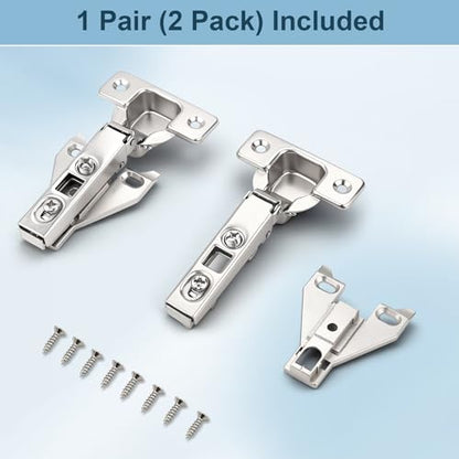 KNOBWELL Kitchen Cabinet Door Hinges Full Overlay Hidden Hinges, 1 Pair