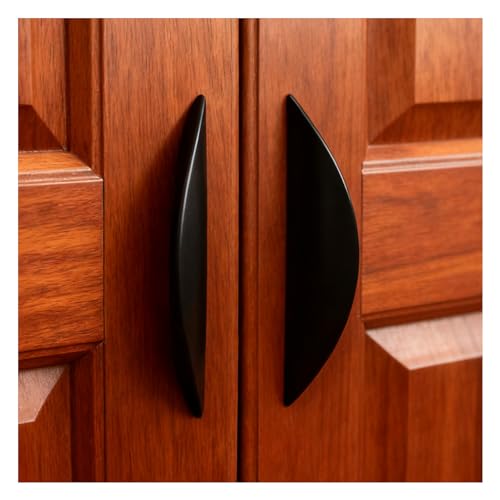 Primst 4 Pack Cabinet Handles, Half Moon Cabinets Cupboard Hanldes Matte Black Drawer Pulls, Kitchen Cabinet Pulls Cabinet Hardware Drawer Handles 2-1/2in Hole Center - color: Black, size: M-4PCS