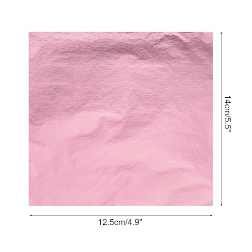 MECCANIXITY Pink Leaf Papers Gold Leaf Foil Sheet 5.5 x 5inch for Art Decoration, Sculptures, Pack of 100