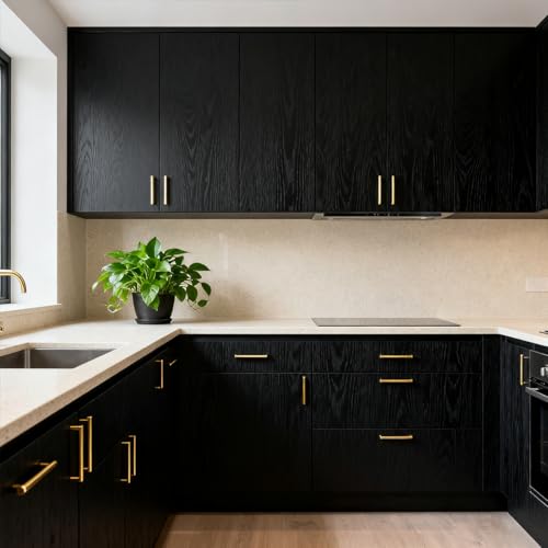 Yancorp Matte Black Wood Contact Paper Peel and Stick Wallpaper for Countertops Removable for Cabinets Drawers Vinyl Wrap Self-Adhesive Kitchen - size: 16" x 78.7"