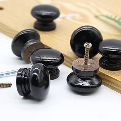 Wood Drawer Knobs, 1 Inch, Black, Mushroom Shape, 8PCS - color: Black, size: 1"/(8pcs)
