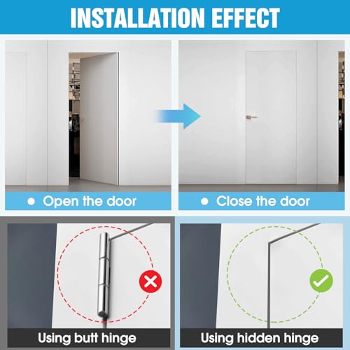 Invisible Cabinet Hinges 180° Black, 2-Pack - color: Black-2PCS, size: C: Door Thick(1"~1-3/8")