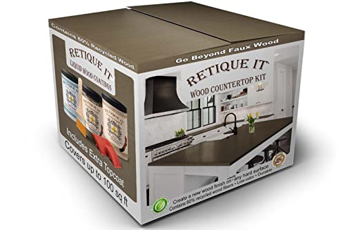 Retique It Liquid Wood Countertop Kit with Wood Gel Stain - Genuine Wood Finished countertops (64 oz (All Countertops), 30 Black Walnut), 42 oz (All Countertops) - color: 30 Black Walnut, size: 42 oz (All Countertops)