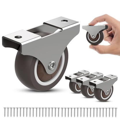 Fixed Caster Wheels 2 Inch Rigid Furniture Wheels Low Profile 4PCS - color: Brown 4PCS, size: 2 inch