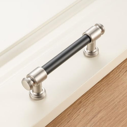 KOOFIZO 10 Pack 3-3/4 in Black & Nickel Cabinet Pulls, Drawer Handles P11 - color: Black + Brushed Nickel, size: 3-3/4" CC