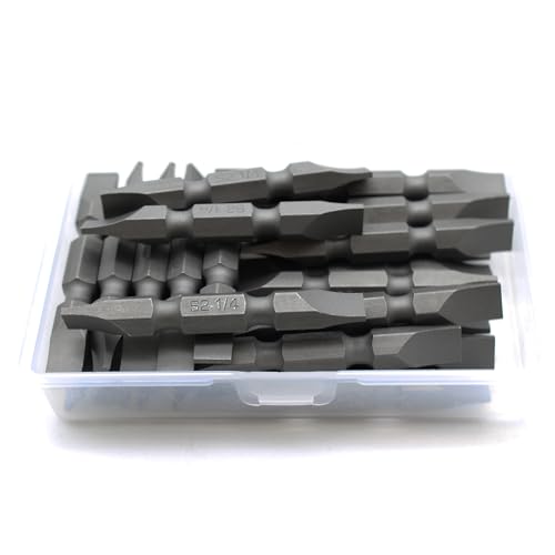 TEMO 25p 1/4" Flat Slotted 2" Long Screwdriver Insert Bit, Impact S2 Steel - size: 25p Slot 1/4" Double End