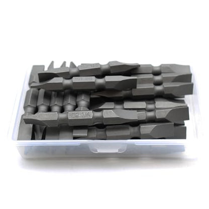 TEMO 25p 1/4" Flat Slotted 2" Long Screwdriver Insert Bit, Impact S2 Steel - size: 25p Slot 1/4" Double End