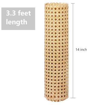 Yarlung 14 Inch x 3.3 Feet Cane Webbing, Natural Rattan Webbing Roll for Caning Material Projects, Woven Open Mesh Cane Sheet for Chair, Cabinet, Furniture, DIY Crafts