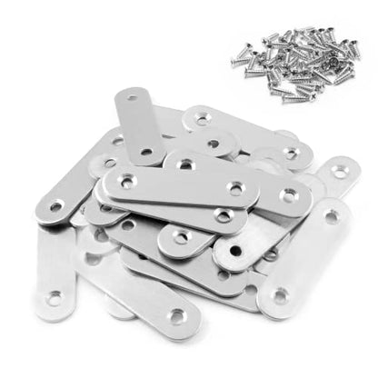 30Pcs Stainless Steel Straight Brace 60mm/2.4" Metal Joining Plates Heavy Duty Flat Mending Bracket Connector - size: 60mm/2.4", 30 Pcs