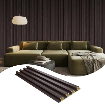 OUZUGIE WPC Acoustic Slat Wall Paneling, 8-Pack 96 x 6 Inches - color: Walnut, size: (High)96“ x 6"
