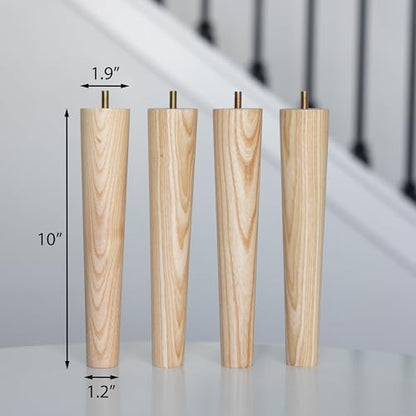 Airy Abode Premium Ash Wood Furniture Legs (Full Install Kit) - Pick Your Size and Color - color: Ash, size: 10 Inches