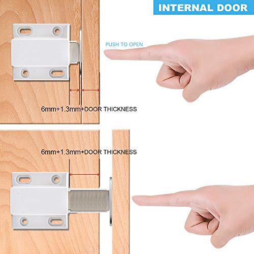 10 Pack Magnetic Push Latch Catch Push to Open Latch Pressure Touch Release Cabinet Catch for Doors Drawers Release Latch Kitchen Drawer Push Catch Pop Out Latch (White) - color: White