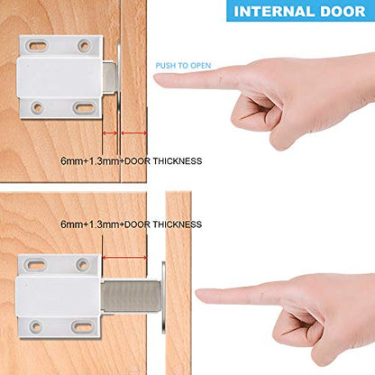 10 Pack Magnetic Push Latch Catch Push to Open Latch Pressure Touch Release Cabinet Catch for Doors Drawers Release Latch Kitchen Drawer Push Catch Pop Out Latch (White) - color: White