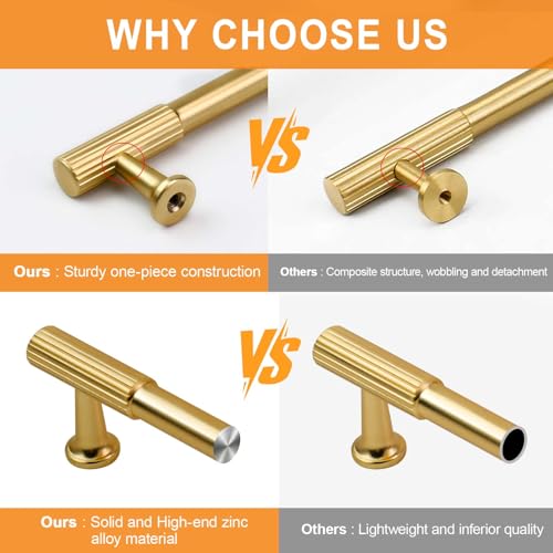 VEHCIL 20 Pack Brushed Gold Cabinet Handles, 7.5" Hole Centers Kitchen Cabinet Pulls Drawer Dresser Handles Cabinet Hardware for Kitchen Cupboard, Solid Zinc Alloy - color: Brushed Light Gold (20PACK), size: 7.5 Inch Hole Center