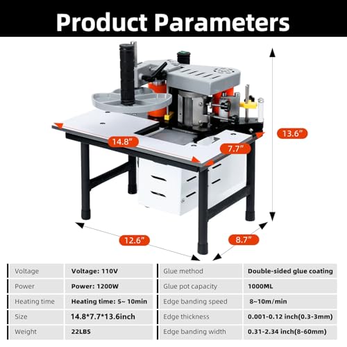 Edge Bander – Portable Edge Banding Machine, Straight & Curve Line, Double-Sided Glue Coating, Adjustable Speed, 110V, Durable & Efficient for Professional Edge Banding