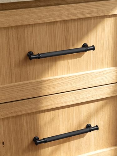 5 Pack Black Cabinet Pulls 6.3" Hole Center Matte Black Handles Drawer Pulls Closet Bathroom Vanity Dresser Hardware Zinc Alloy - color: Black, size: 6.3"(160mm) Hole Centers