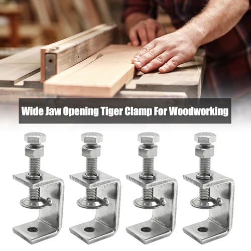 4Pcs 304 Stainless Steel C Clamp, C Type Tiger Clamp with Screws for Woodworking (85mm 4Pcs)
