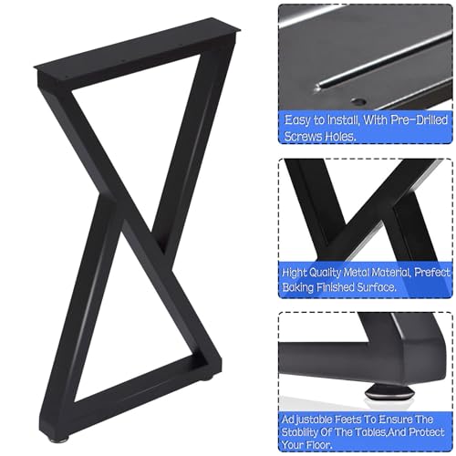 Taelakeni 36 Inch Metal Bar Table Legs, Heavy Duty Dinning Table Leg with Adjustment Feet Pads, Set of 2, Double Triangle - color: Double Triangle, size: 36 IN