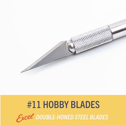 Excel Blades Pink Fit Grip Craft Knife + #11 Precision Replacement Blades 15-Pack Bundle – Rubberized Hobby Knife and Double-Honed Refill Blades for Crafts, Models, Vinyl, Foam