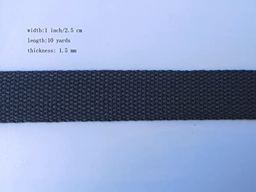 1 Inch Cotton Webbing 10 Yards Cotton Strap for Tote Canvas Bags Crafts Sewing (2090 Dark Grey) - color: 2090 Dark Grey