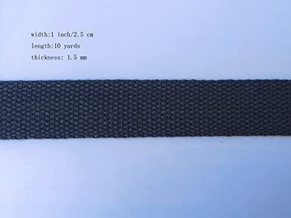 1 Inch Cotton Webbing 10 Yards Cotton Strap for Tote Canvas Bags Crafts Sewing (2090 Dark Grey) - color: 2090 Dark Grey