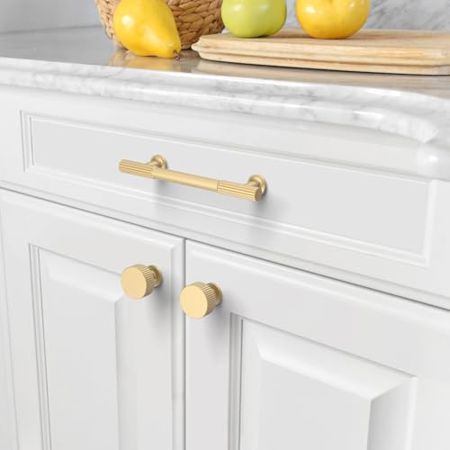 Asidrama 10 Pack 3 inch Brushed Gold Kitchen Cabinet Handles - color: Brushed Gold, size: 3" Hole Center
