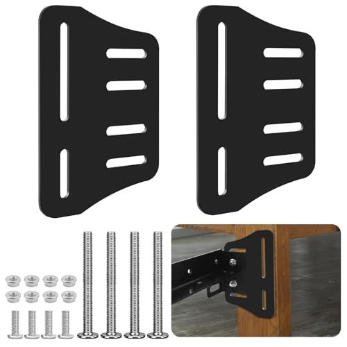 2Pcs Queen Bed Modification Plate, Headboard Attachment Kit - color: Black, size: Bed Frame Brackets