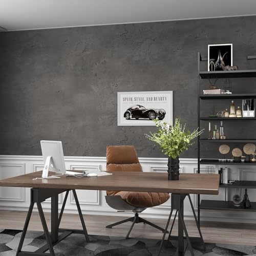 16"×118" Dark Grey Black Concrete Wallpaper Peel and Stick 3D Matte Textured Thick Concrete Cement Contact Paper Vinyl Wrap Removable DIY Tile Wall Sticker for Walls Countertop Cabinet Kitchen Island - color: Dark Gray, size: 16" x 118"
