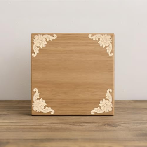 Wood Appliques 12PCS 3.1in Corner Onlays Wooden Embellishments - size: 3.1inch(8cm)