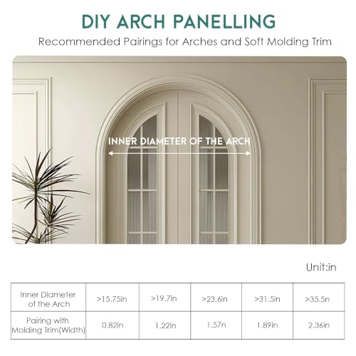 10FT Matte Foaming Peel and Stick Wall Molding Trim, DIY Arch Paneling Self-Adhesive Flexible Paintable Chair Rail Molding with Cutting Stickers & Reinforcing Agent.(Width 0.9IN) - color: width 0.9IN