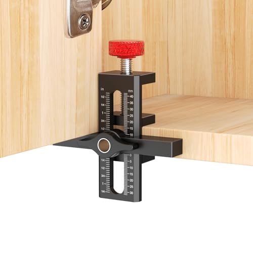 Cabinet Door Mounting Jig with Quick Edge Positioner – Adjustable Cabinet Door Installation Jig for Frameless & Face Frame Cabinets, Aluminum Cabinet Hardware Tool for Precise Alignment - color: Red