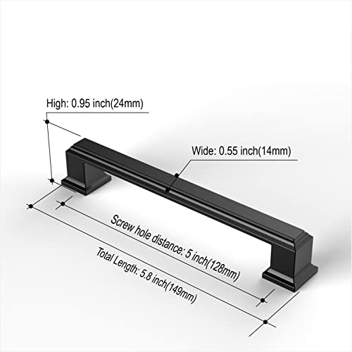 Amerdeco 10 Pack Matte Black 5 Inch(128mm) Hole Centers Kitchen Cabinet Pulls Cabinet Hardware Kitchen Handles for Cabinets Cupboard Handles Drawer Pulls - color: Matte Black, size: 5" hole center, style: 10 Pack