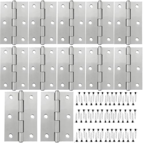 12 PCS 3 inch Stainless Steel Butt Door Hinges with Screws, Brushed/Satin Finish, 1.3mm Thick Small Cabinet & Box Hinges, Silver - color: Silver, size: 3IN-12PCS