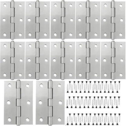 12 PCS 3 inch Stainless Steel Butt Door Hinges with Screws, Brushed/Satin Finish, 1.3mm Thick Small Cabinet & Box Hinges, Silver - color: Silver, size: 3IN-12PCS